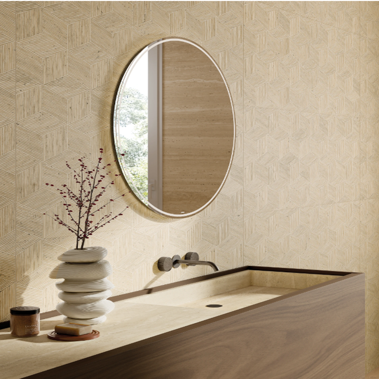 Sensi Roma Cream Satin Cube Deco 24" X 48"