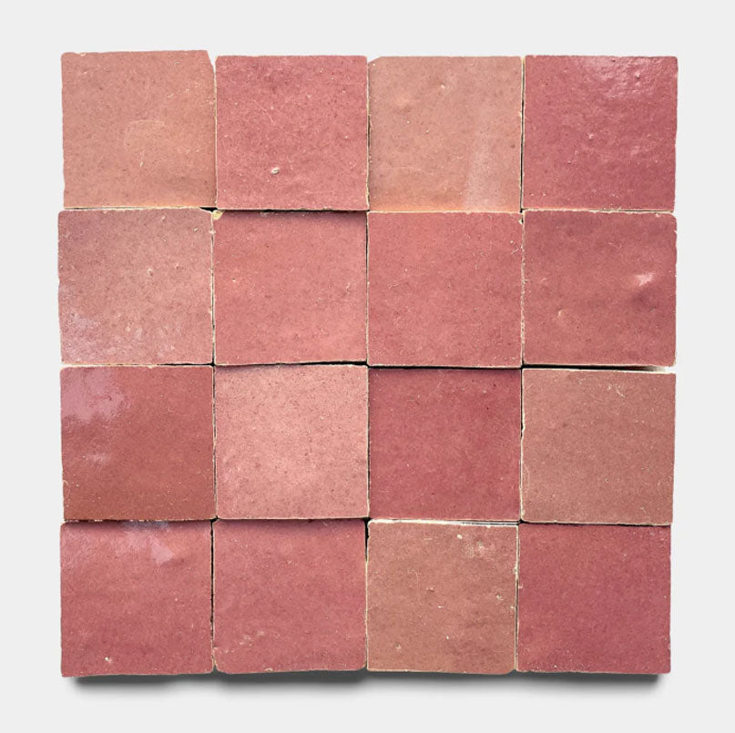 Dusty Rose Handmade Glazed Clay Tile — 2" × 6"