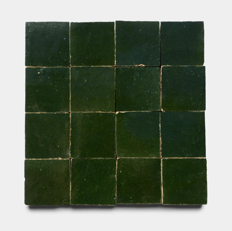 Forest Moss Handmade Glazed Clay Tile — 2" × 6"