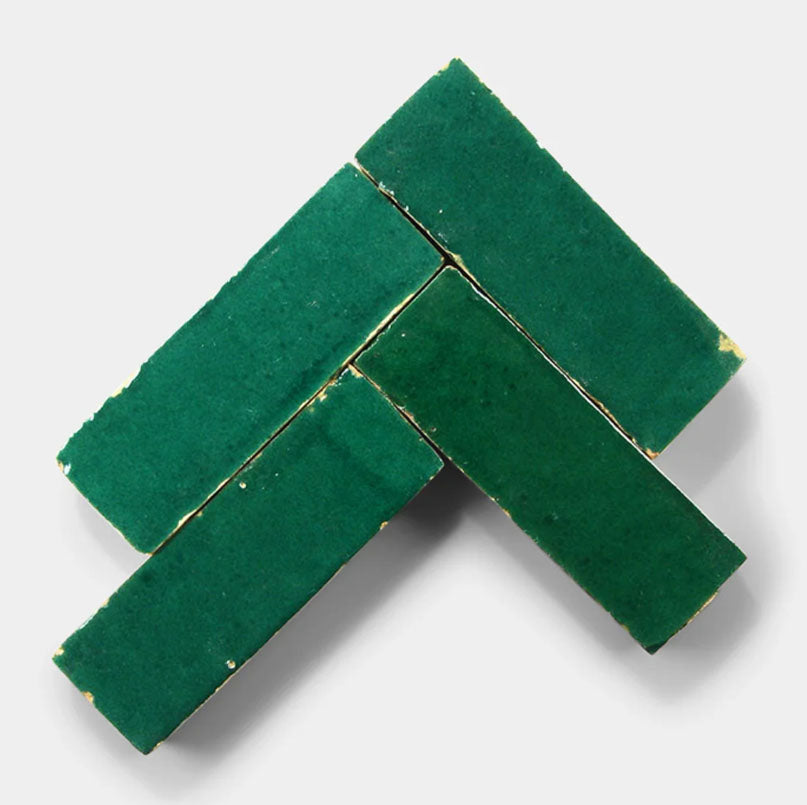 Jade Polished Handmade Glazed Clay Tile — 2" × 6"