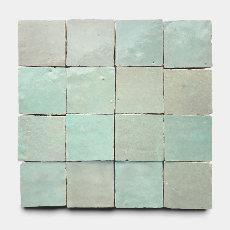 Pale Sage Handmade Glazed Clay Tile — 2" × 6"
