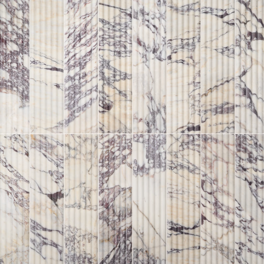 Calacatta Viola Premium 6" x 24" Fluted 3D Honed Marble