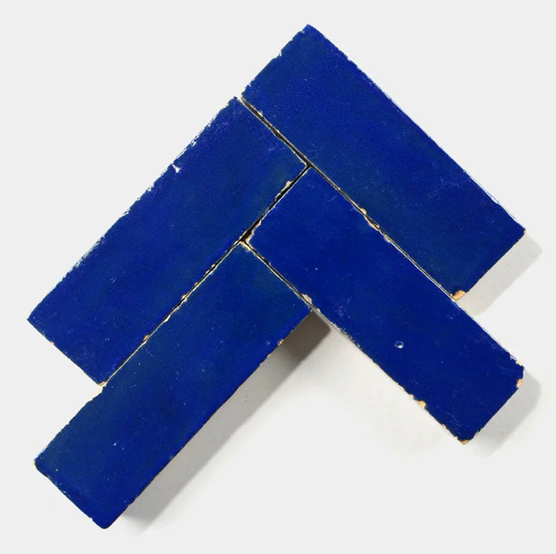 Majorelle Blue Handmade Glazed Clay Tile — 2" × 6"