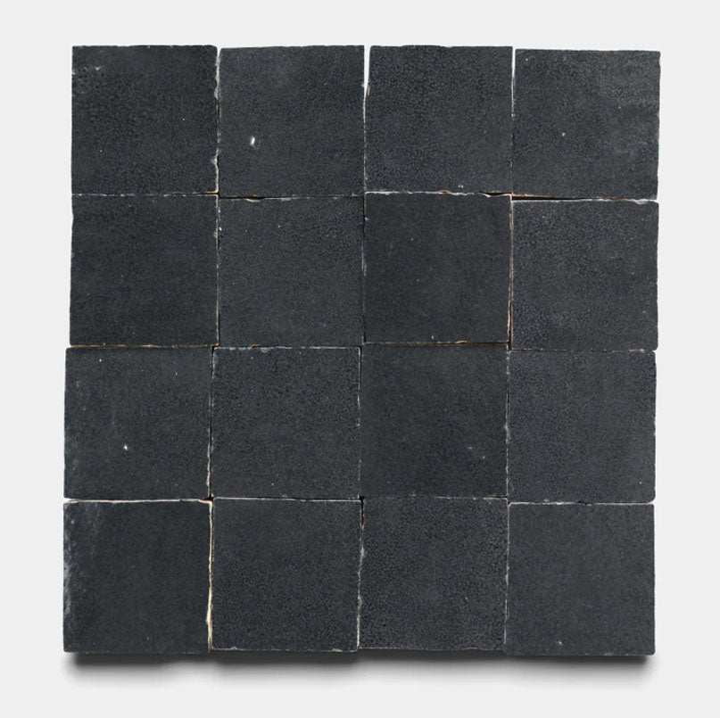 Charcoal Slate Handmade Glazed Clay Tile — 2" × 6"