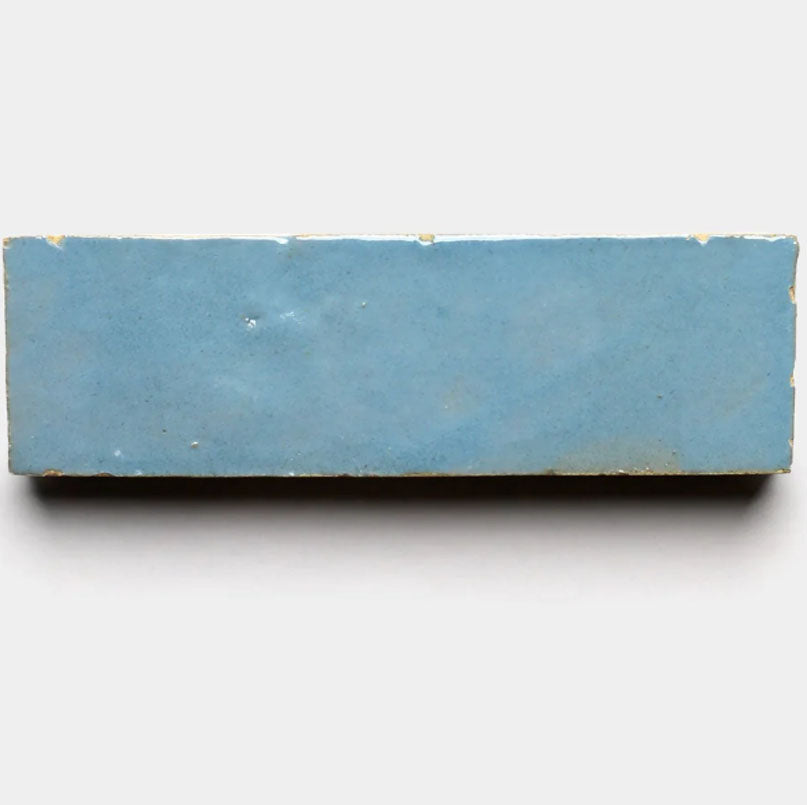 Classic Blue Handmade Glazed Clay Tile — 2" × 6"
