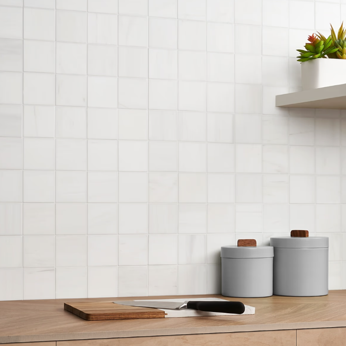 Bianco Dolomite White 3"x 3" Premium Honed Mosaic