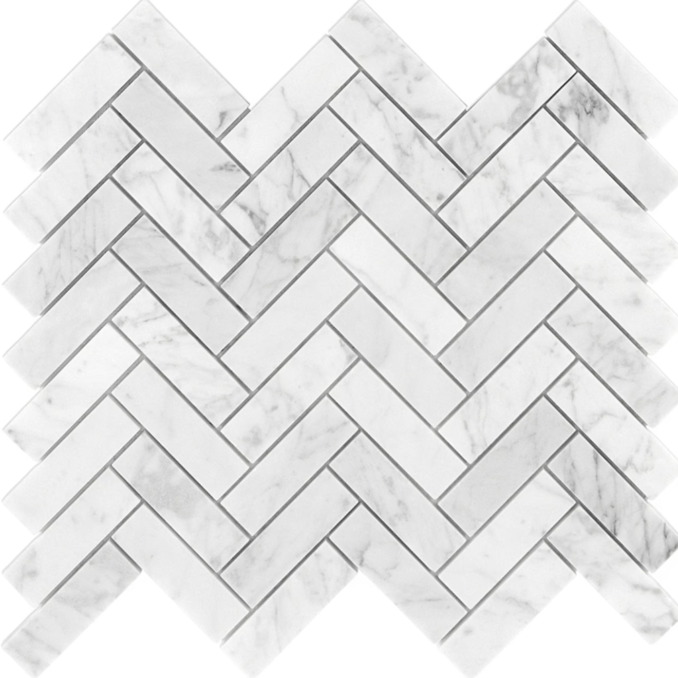 Carrara 1" x3" Herringbone Mosaic Polished