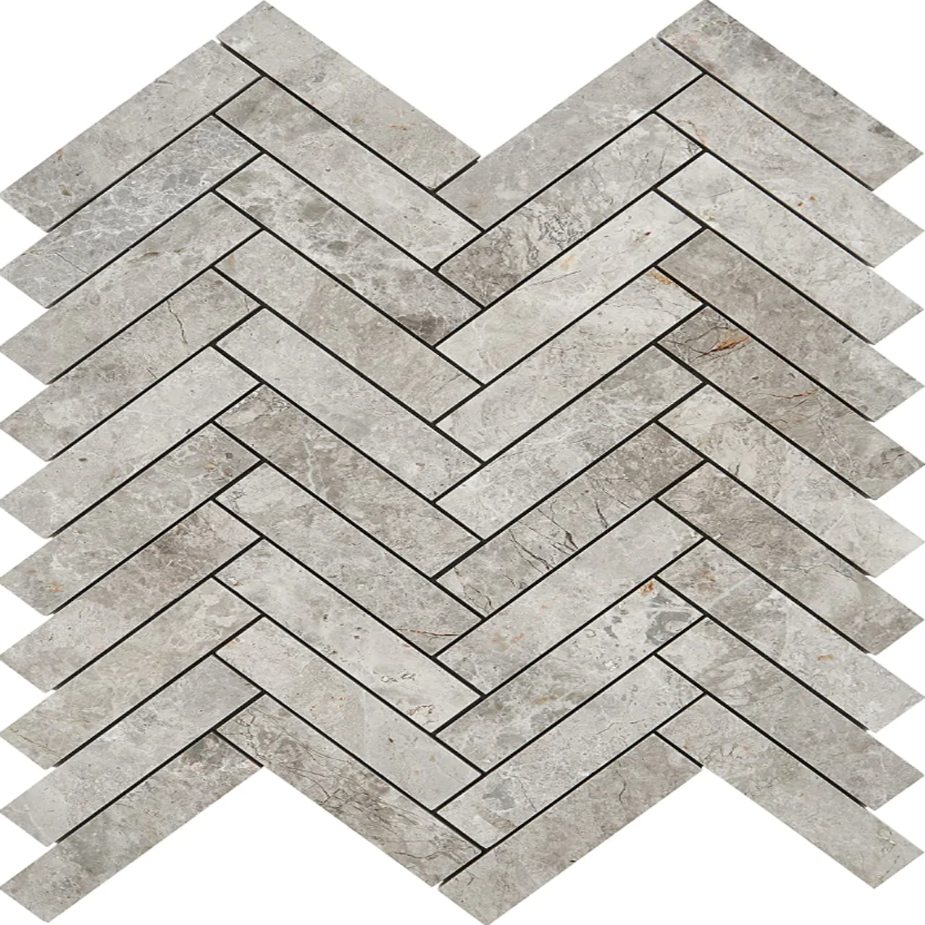 Tundra Gray 1" x 4" Herringbone Mosaic Honed