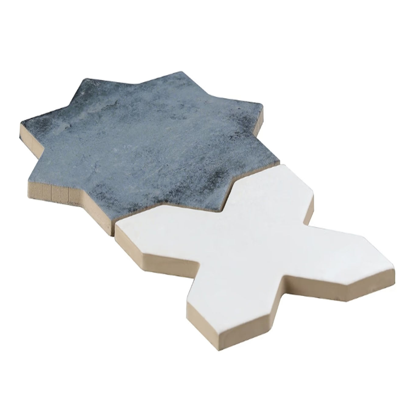 Parma Denim Blue Star and White Cross 6.10" x 6.10" Terracotta Look Matte