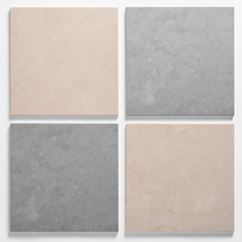 Alterno Earth Gray and Crema Ella Beige Checkerboard 12" X 12"