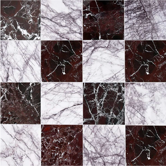 Alterno Lilac and Rosso Levanto Red  Checkerboard Polished 12" X 12"