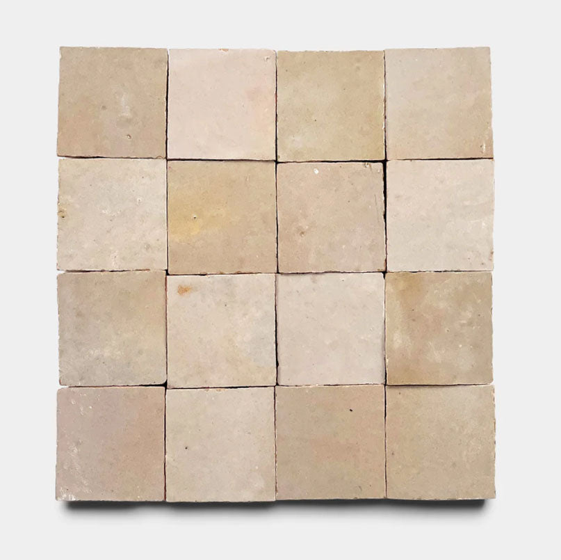 Warm Limestone Handmade Glazed Clay Tile — 2" × 6"