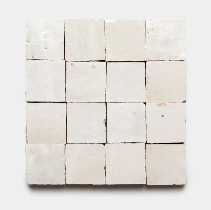 Soft Ivory Handmade Glazed Clay Tile — 2" × 6"