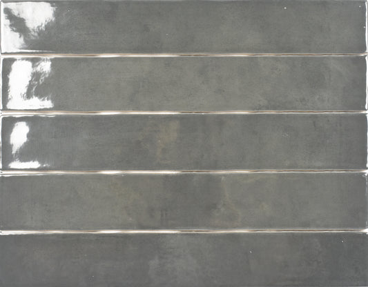 Zellige Ceramic Dark Gray 2" x 16" Polished