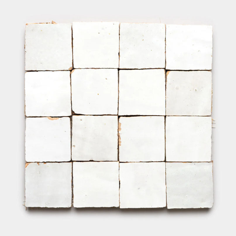 Chalk White Handmade Glazed Clay Tile — 2" × 6"
