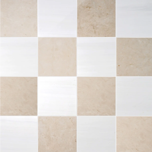 Alterno Crema Ella Beige and Glacier White Extra  Checkerboard  12" X 12"