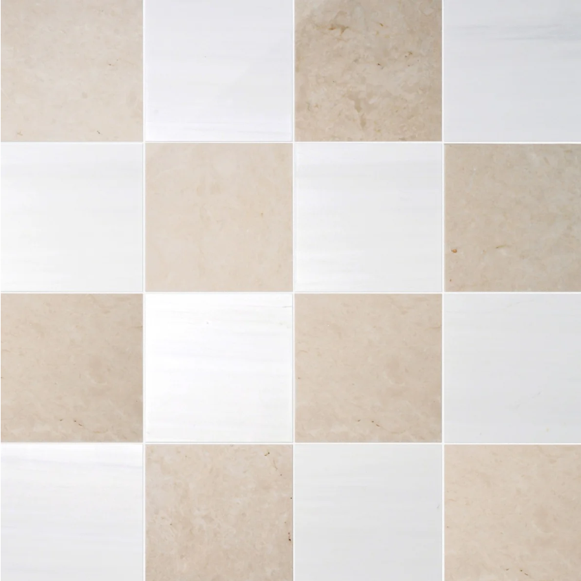 Alterno Crema Ella Beige and Glacier White Extra  Checkerboard  12" X 12"