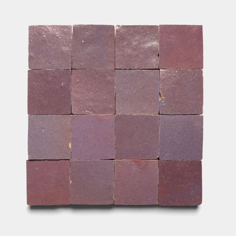 Muted Burgundy Handmade Glazed Clay Tile — 2" × 6"