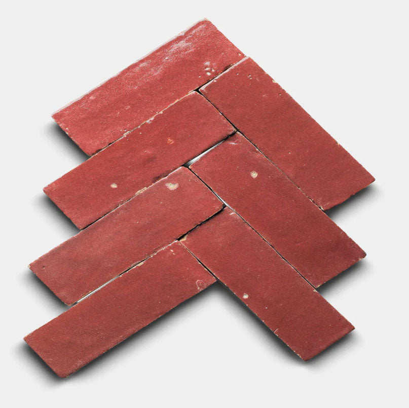 Vintage Coral Handmade Glazed Clay Tile — 2" × 6"