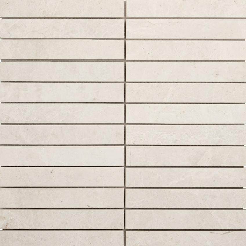 Mosa White  1"x 6" Mosaic