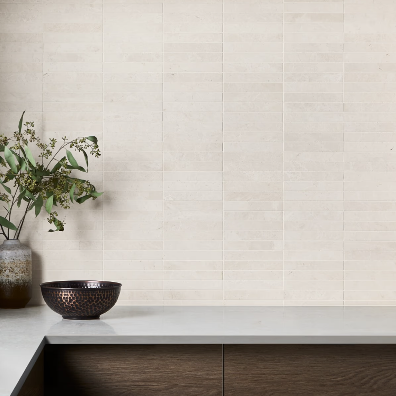 Mosa White  1"x 6" Mosaic