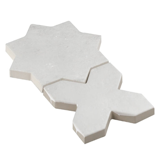 Parma Dove Gray  Star and Dove Gray Cross 6.10" x 6.10" Terracotta Look Matte