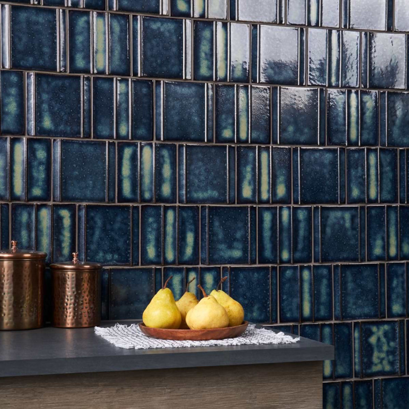 Kinro Ocean Blue  6" x 6" 3D  Metallic Matte Patterns Square