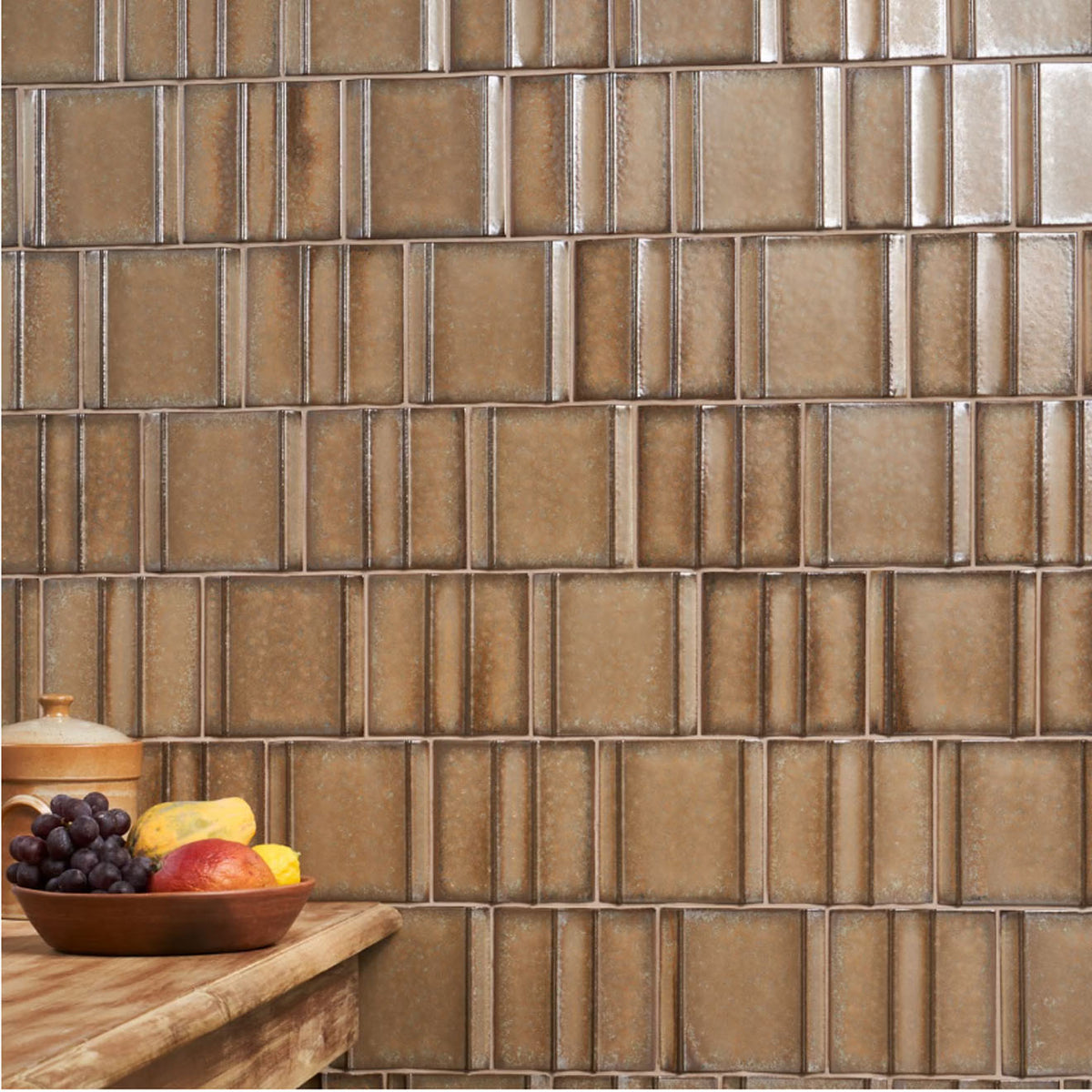 Kinro Golden Brown  6" x 6" 3D  Metallic Matte Patterns Square