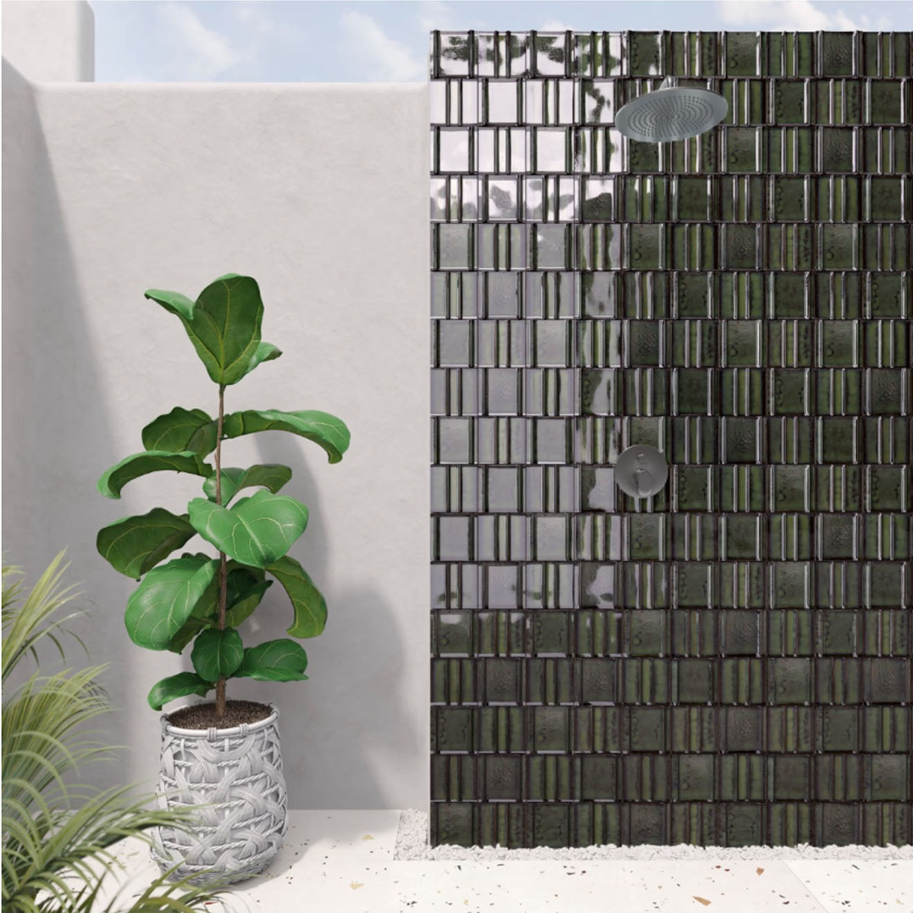 Kinro Garden Green  6" x 6" 3D  Metallic Matte Patterns Square