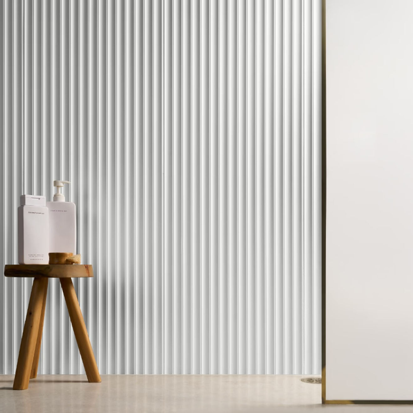 Plaster Fluted White  18" x 48" 3D  Matte