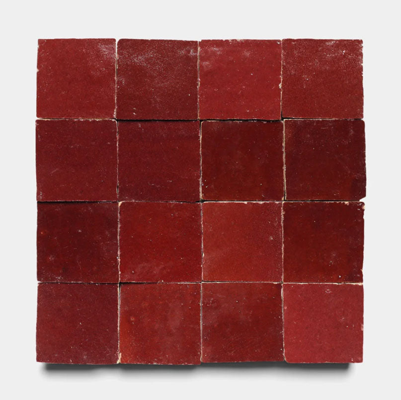 Deep Terracotta Handmade Glazed Clay Tile — 2" × 6"