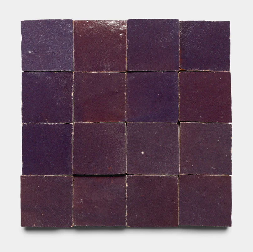 Smoked Aubergine Handmade Glazed Clay Tile — 2" × 2"