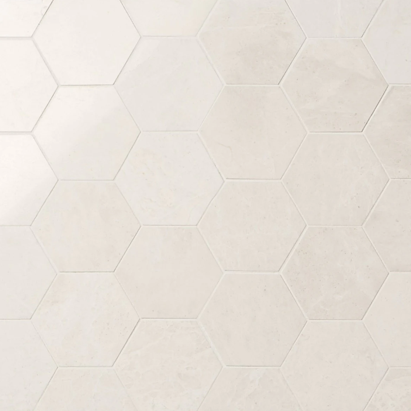 Mosa White 4” Hexagon Polished Mosaic