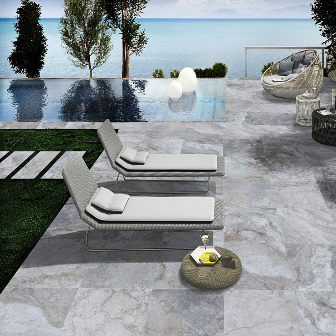 Arterra Paver Argento Travertino Matte 24"X 24"x 2CM