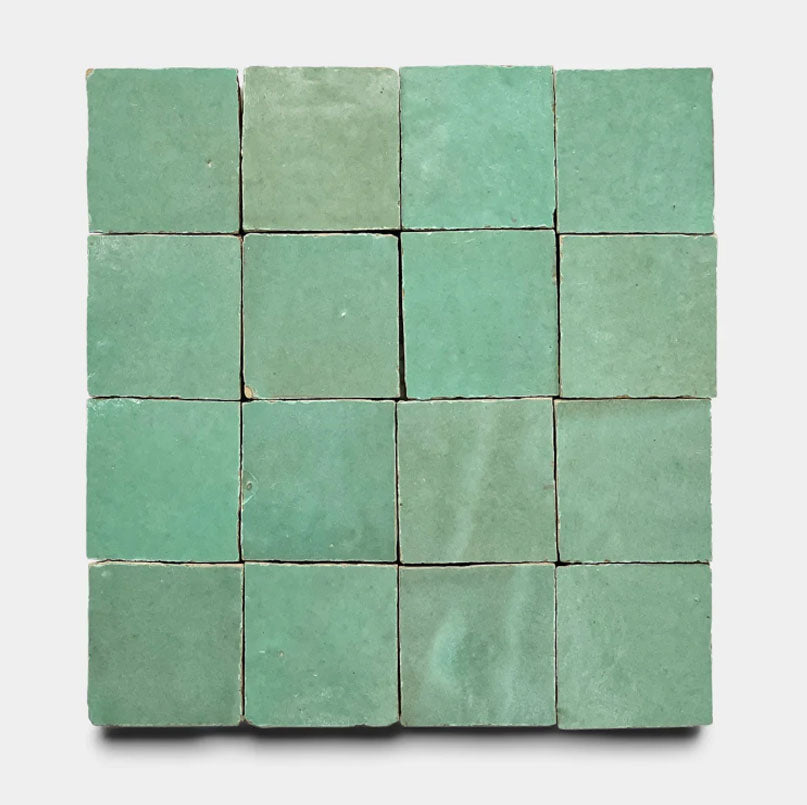 Seafoam Patina Handmade Glazed Clay Tile — 2" × 6"
