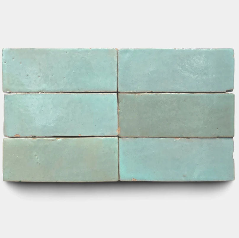 Pale Sage Handmade Glazed Clay Tile — 2" × 6"