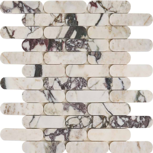 Calacatta Viola Premium 1x4 Pill Honed Mosaic