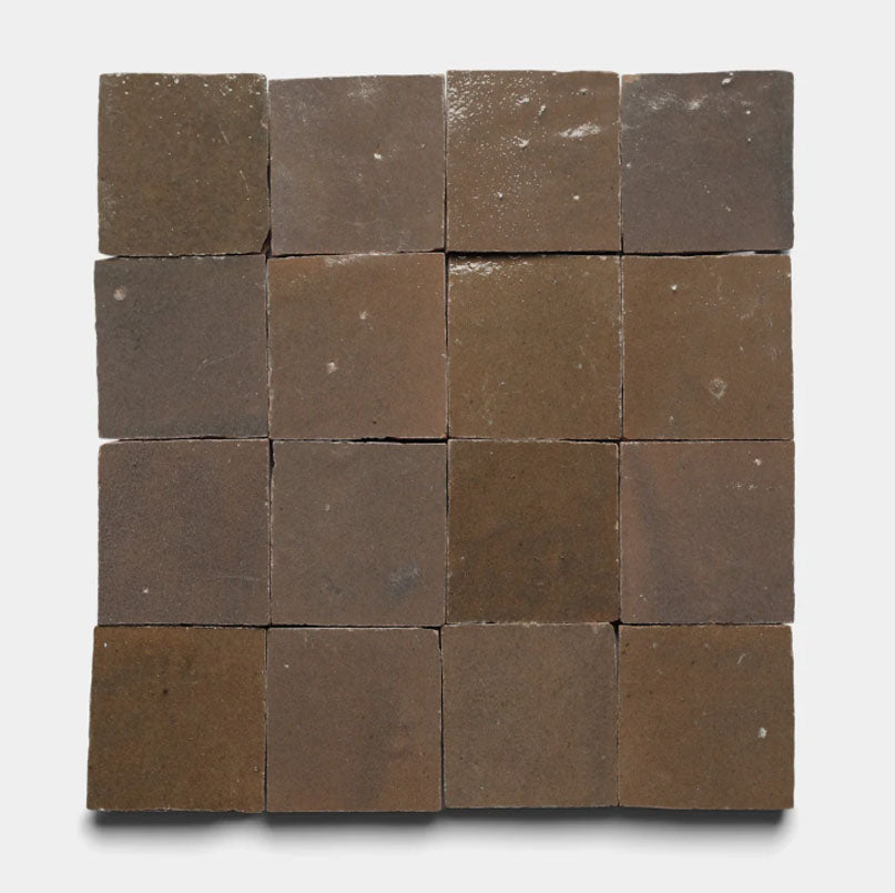 Weathered Taupe Handmade Glazed Clay Tile — 2" × 2"