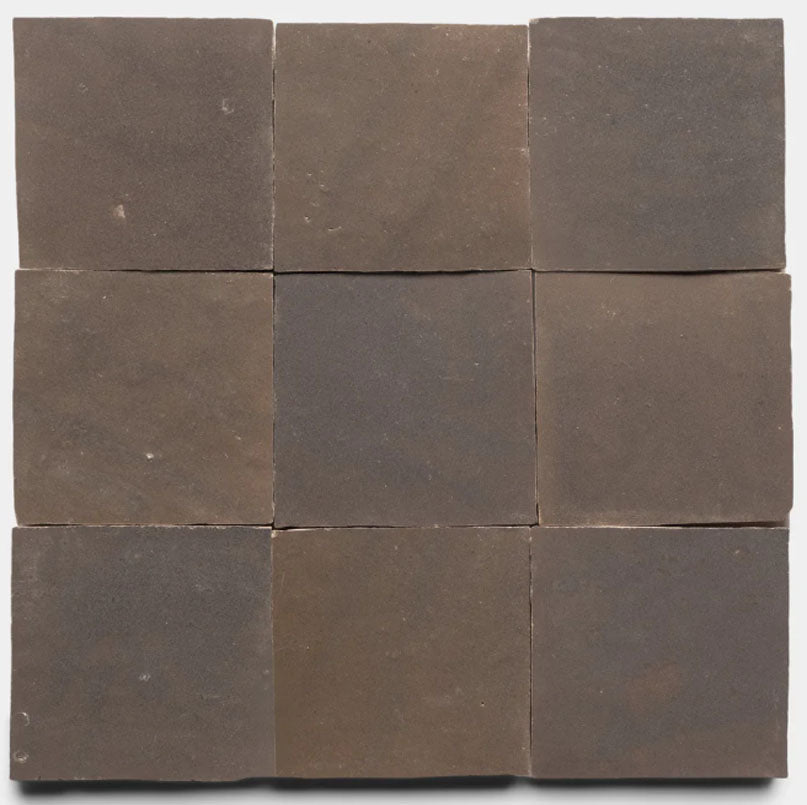 Weathered Taupe Handmade Glazed Clay Tile — 2" × 2"
