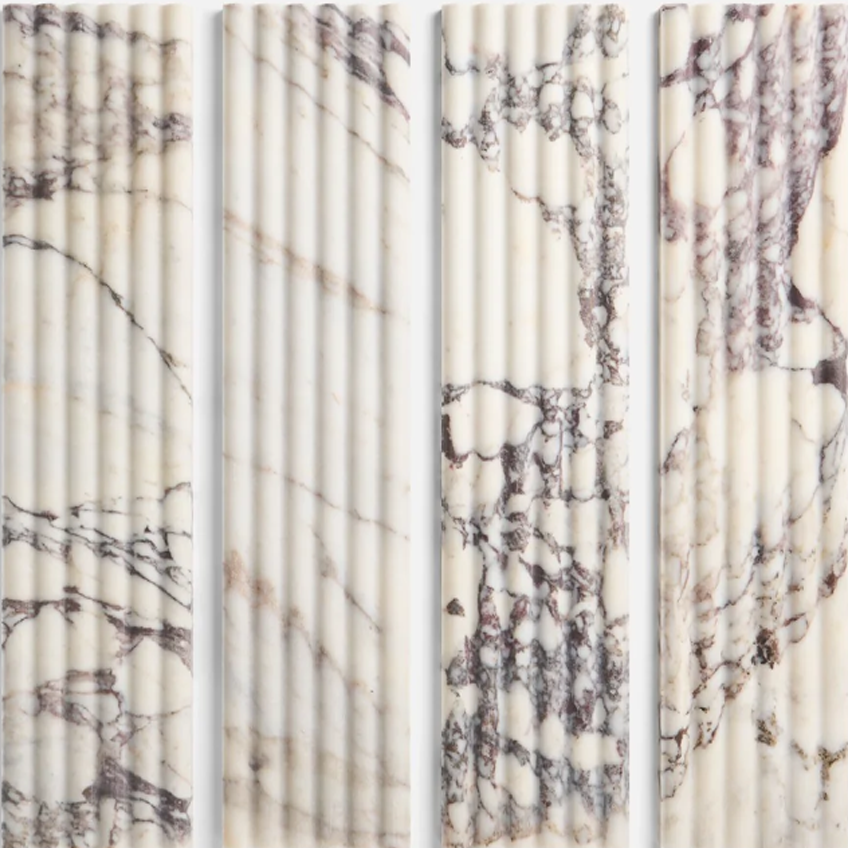 Calacatta Viola Premium 6" x 24" Fluted 3D Honed Marble