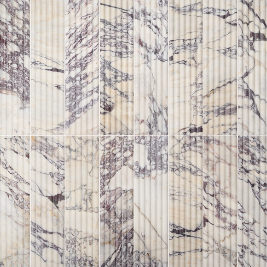 Calacatta Viola Premium 6" x 24" Fluted 3D Honed Marble