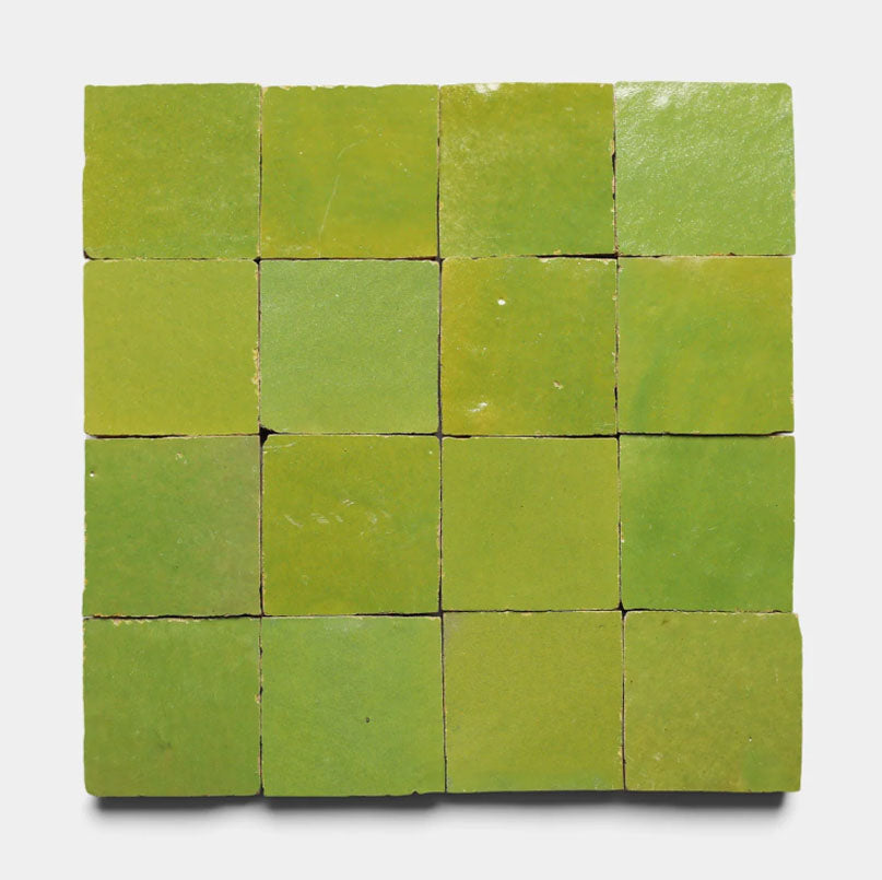 Olive Grove Handmade Glazed Clay Tile — 2" × 2"