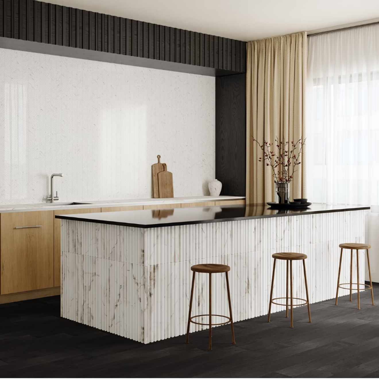 Alaska White Stonework 12" x 24" Barcode 3D Polished