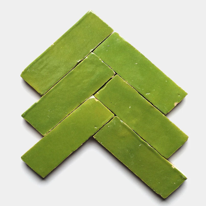 Dry Meadow Handmade Glazed Clay Tile — 2" × 6"