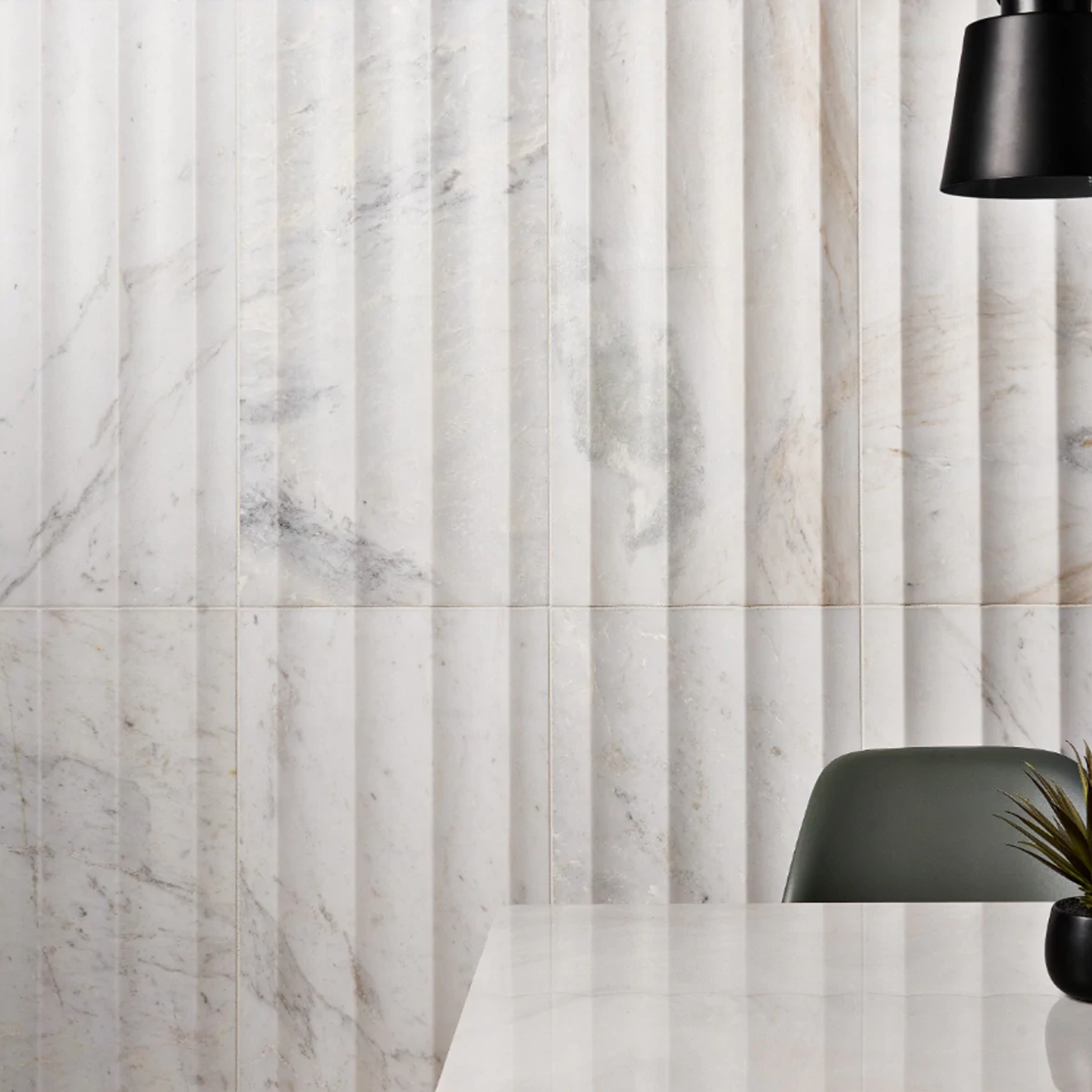 Alaska White Stonework 12" x 24" Fluted 3D  Honed
