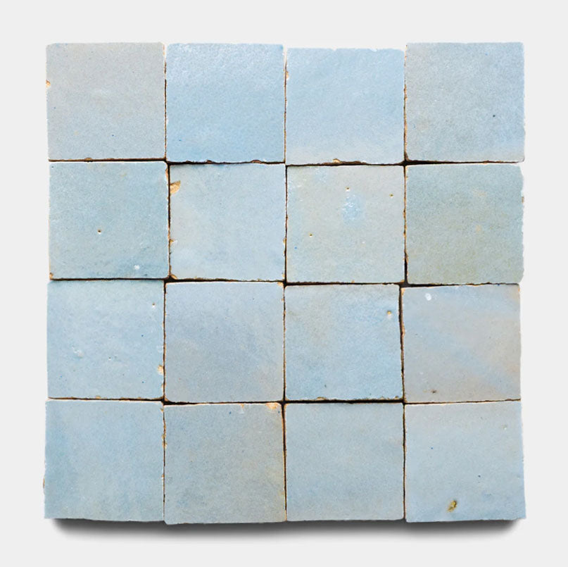 Pale Sky Handmade Glazed Clay Tile — 2" × 6"