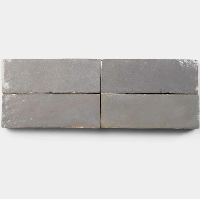 Soft Concrete Handmade Glazed Clay Tile — 2" × 6"