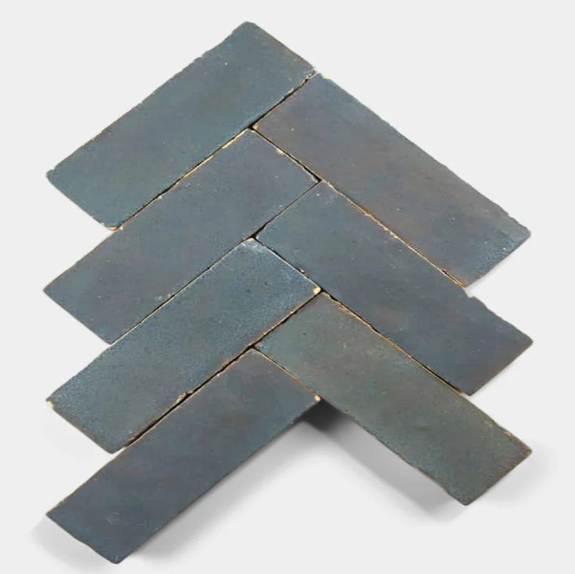 Graphite Stone Handmade Glazed Clay Tile — 2" × 6"
