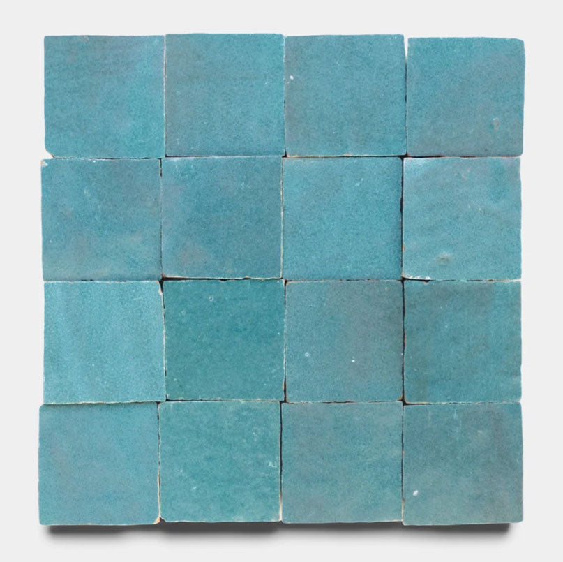 Icy Blue Handmade Glazed Clay Tile — 2" × 6"