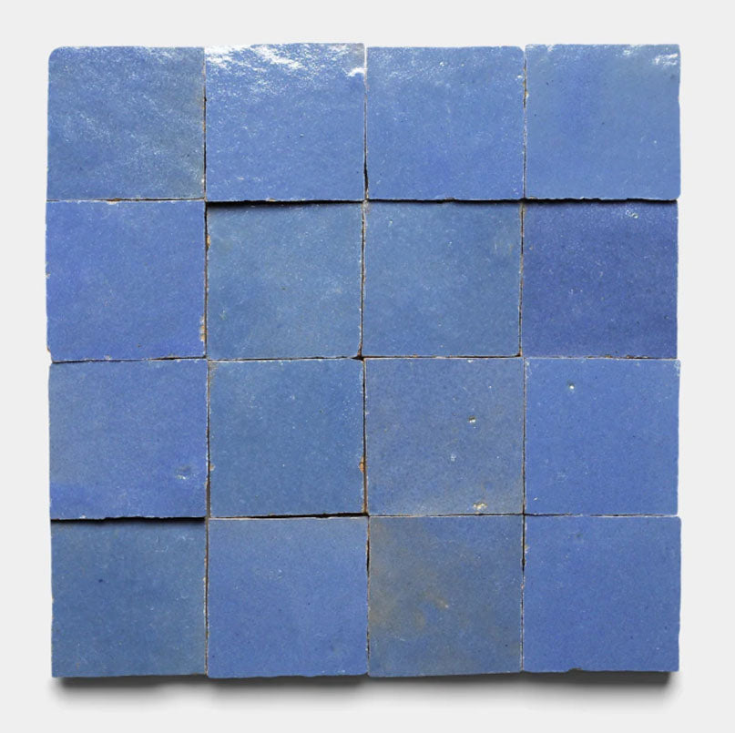 Royal Coastal Blue Handmade Glazed Clay Tile — 2" × 6"